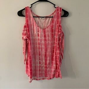 Cloud Chaser Pink Tie Dye Cold Shoulder Top Size Large